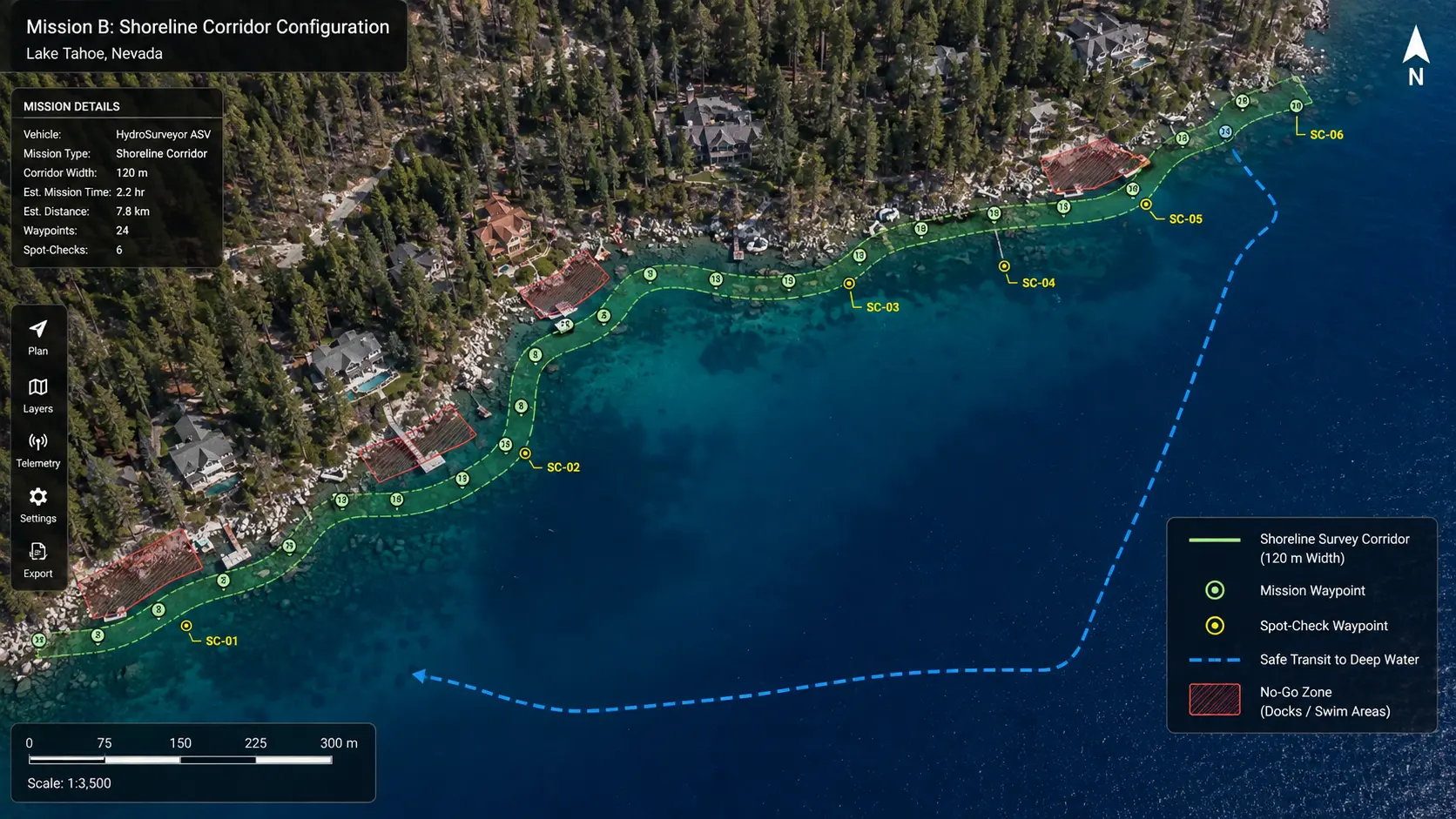 GPS waypoint survey planning on a California waterway