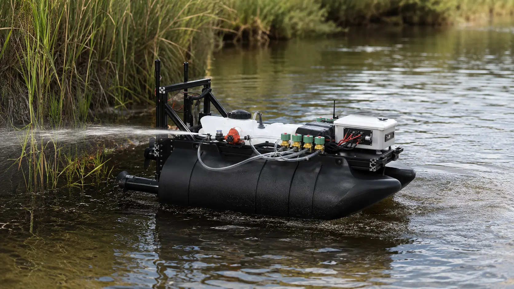 Caliber 3.0 treating aquatic vegetation on a California waterway